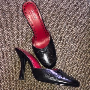 Black and red slip on heel